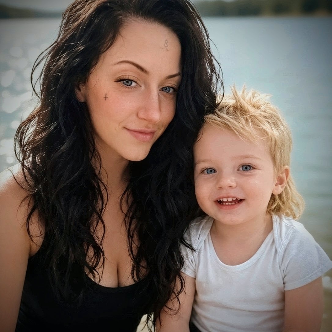 Samantha Oyler and her son by the water