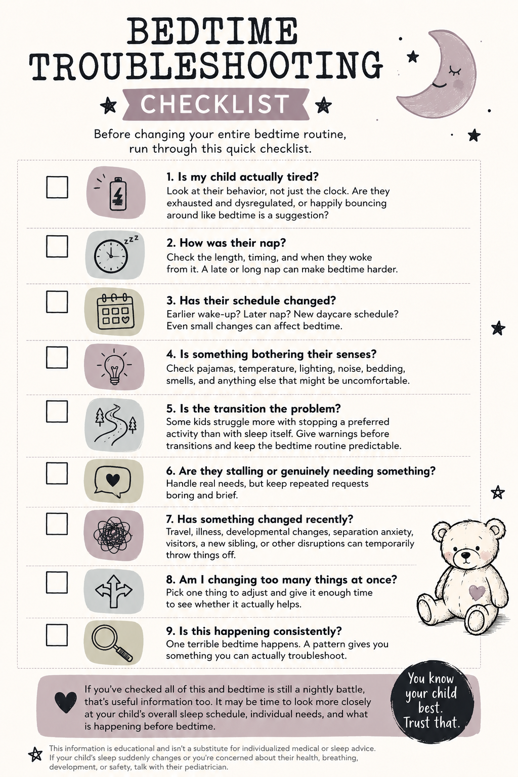 Bedtime Troubleshooting Checklist