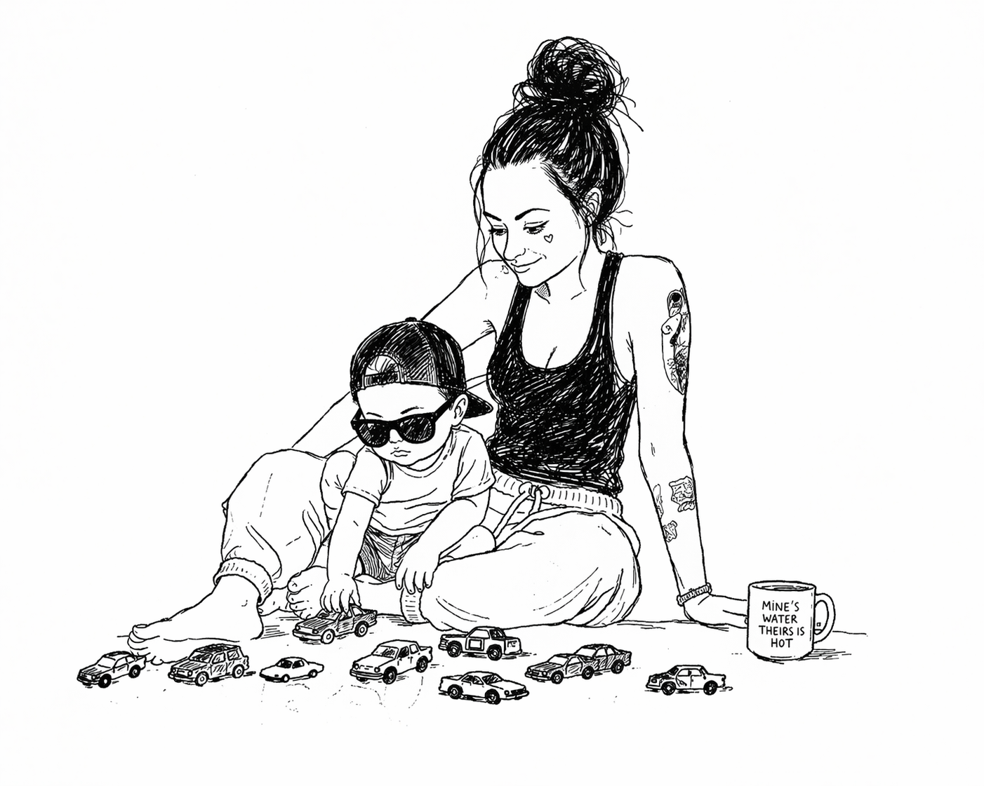 Motherhood line illustration