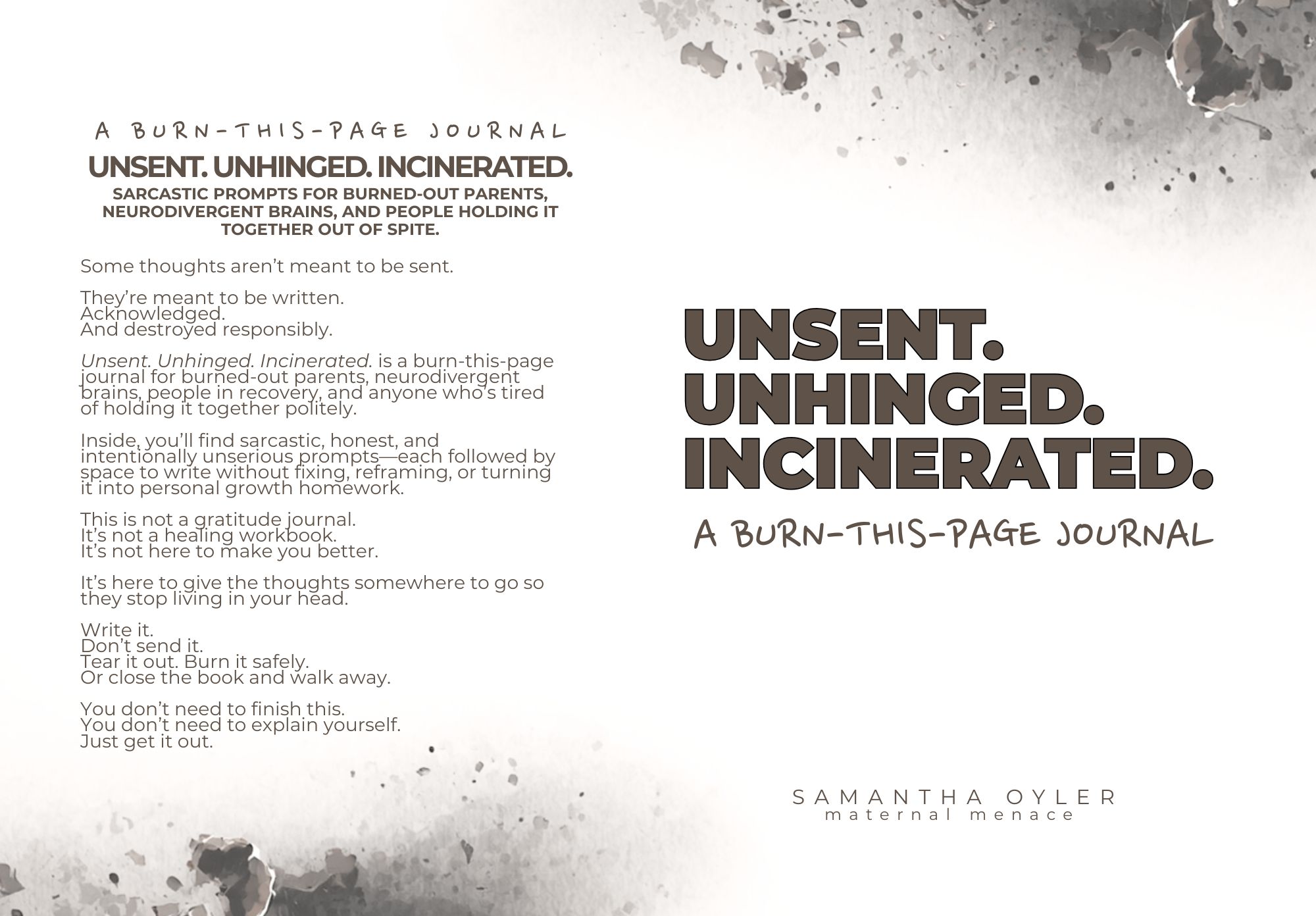 Unsent. Unfiltered. Incinerated. cover