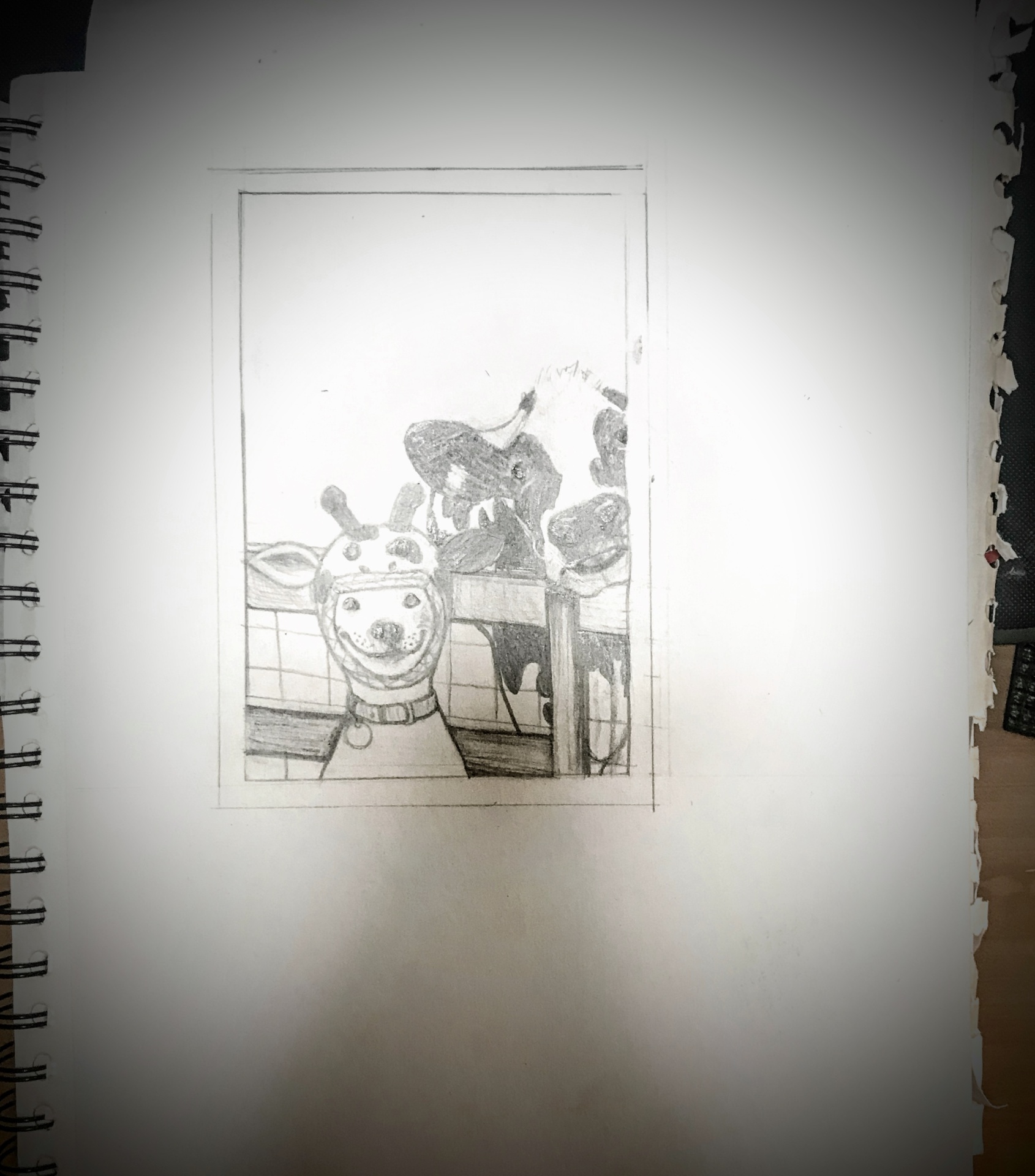 Dog Scene, sketchbook by Samantha Oyler