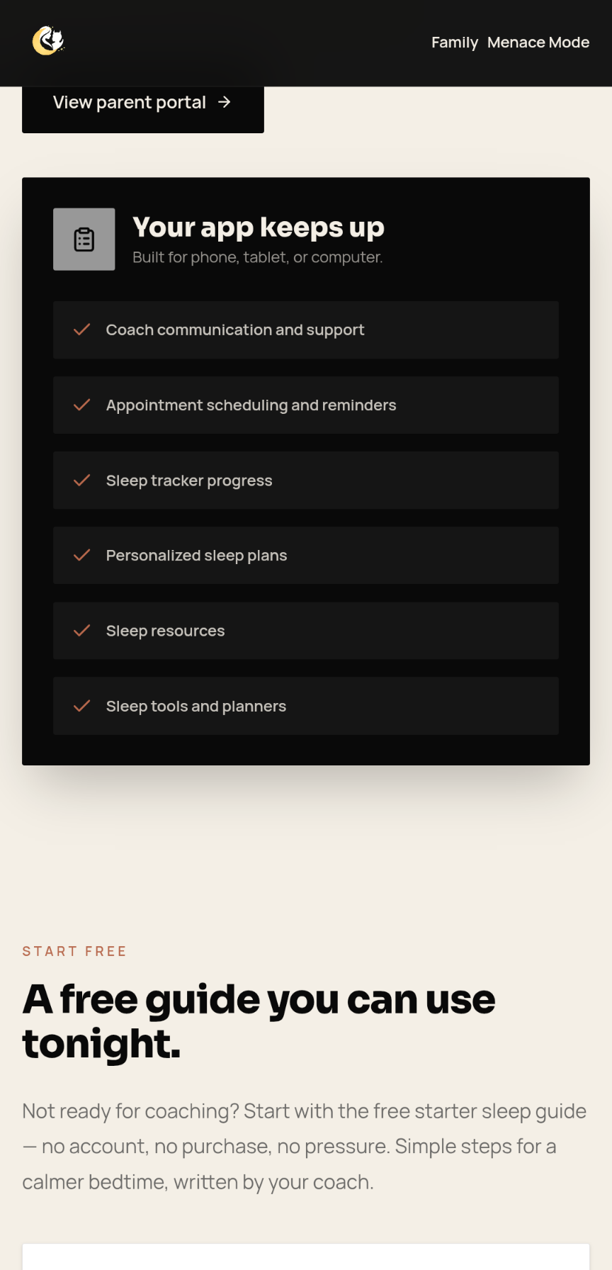 Sleep Coaching app screenshot